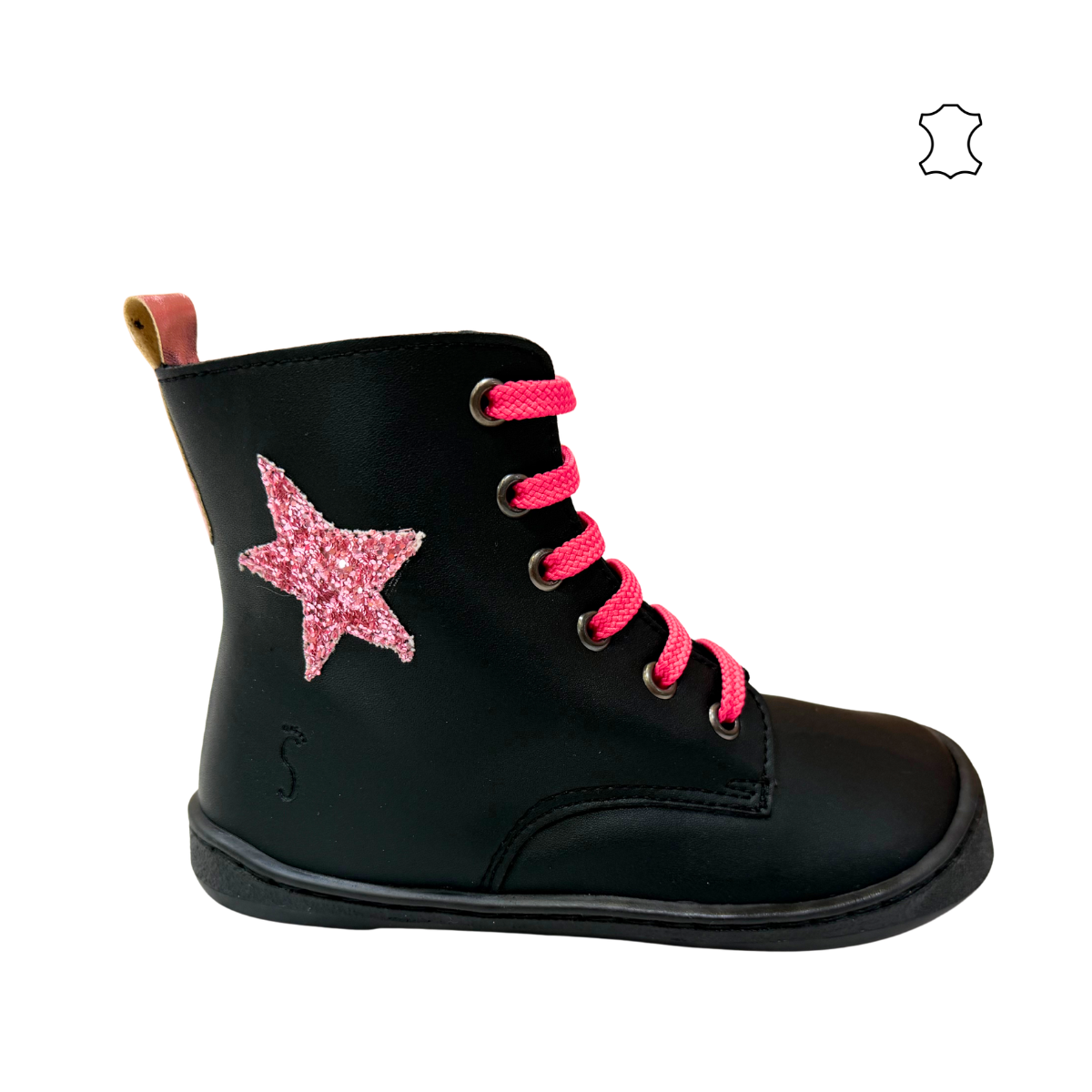 Bota Respetuosa 9086-R Estrella Negro Rosa Flexi Nens